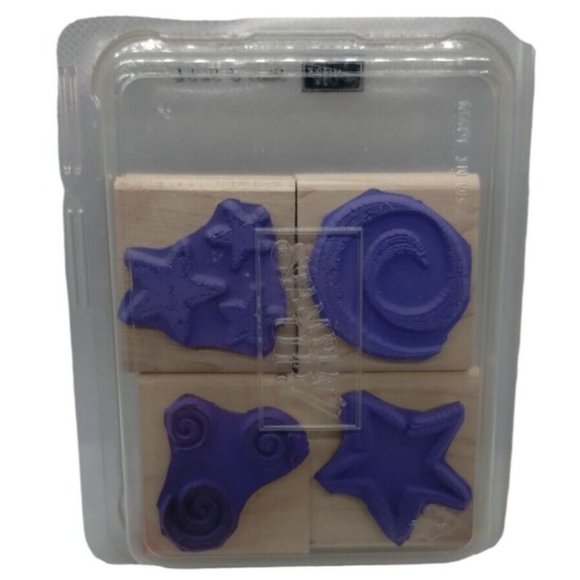 Stampin Up Star and Swirls 4 Piece Rubber Stamp Kit Mounted Shapes Symbols - Picture 5 of 5